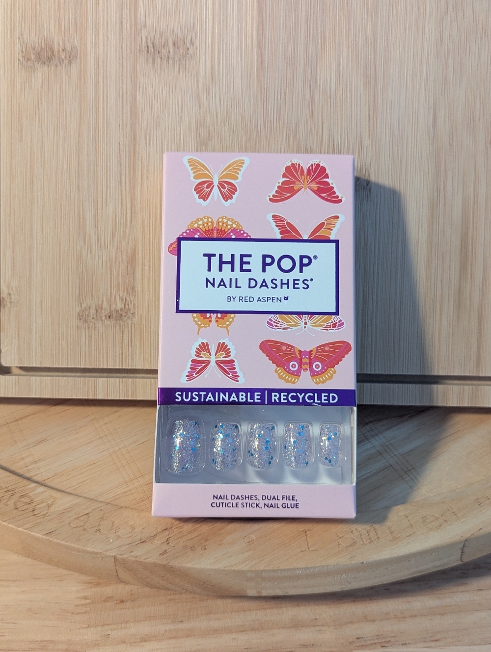 The Pop Nail Dashes by - Pink with Glitter Nail Stickers